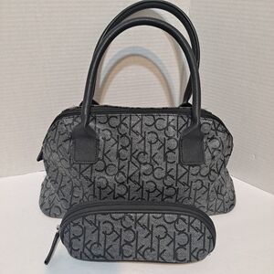 Calvin Klein Black and Gray Logo Satchel Set